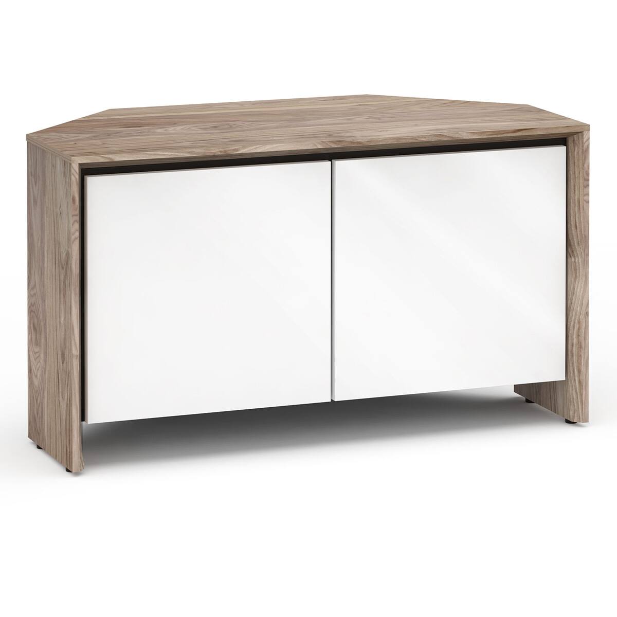 Front. Salamander Designs - Salamander Designs Chameleon Collection Barcelona 221 Twin Corner Cabinet (Natural Walnut with Gloss White Doors) - White/Walnut.