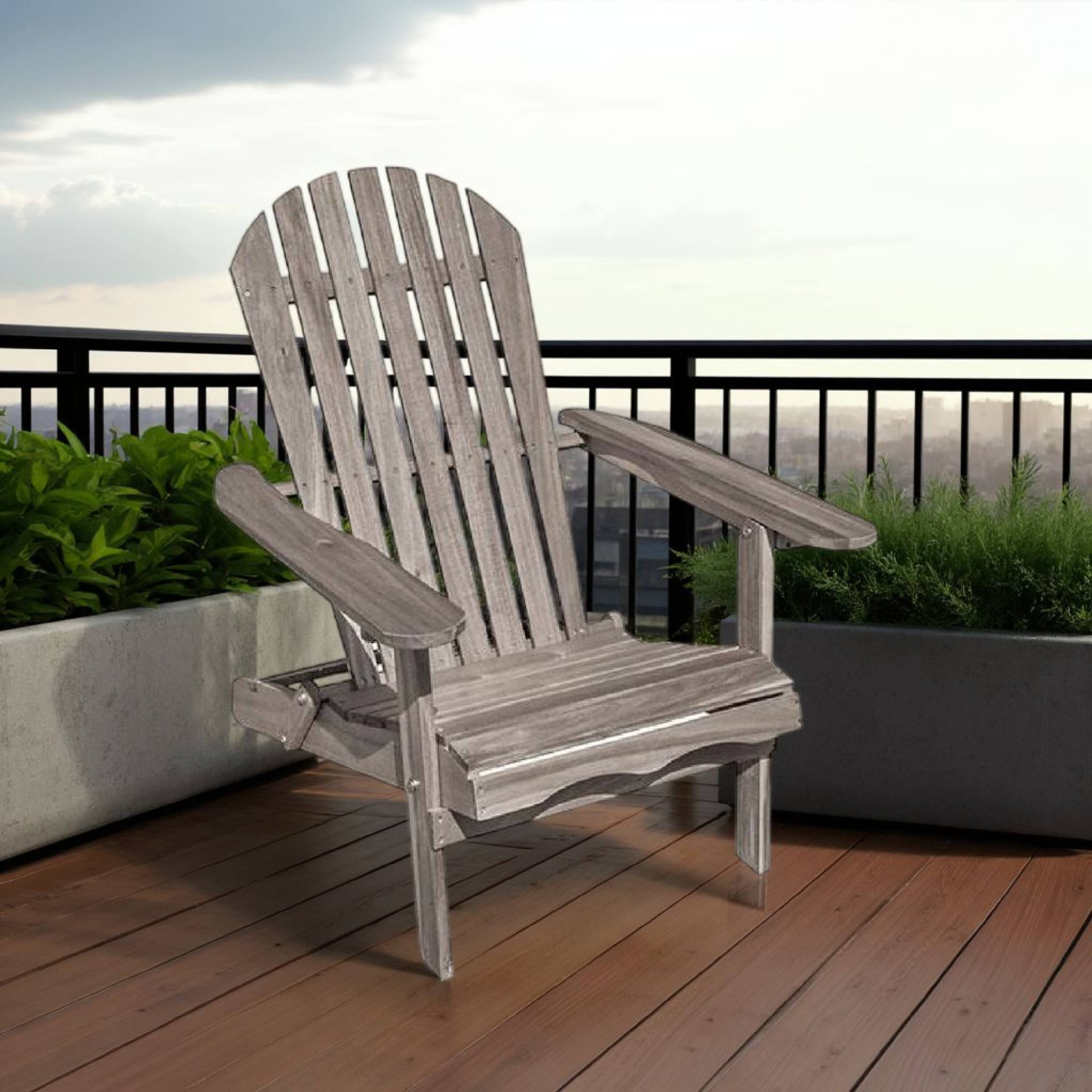 Alt View 5. Manhattan Lane - Geli Outdoor Adirondack Chair, Slatted Back - Gray.