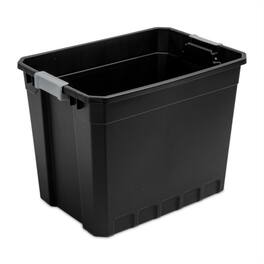 Sterilite - 27 Gal Rugged Industrial Stackable Storage Tote w/ Lid, Black, 12 Pack