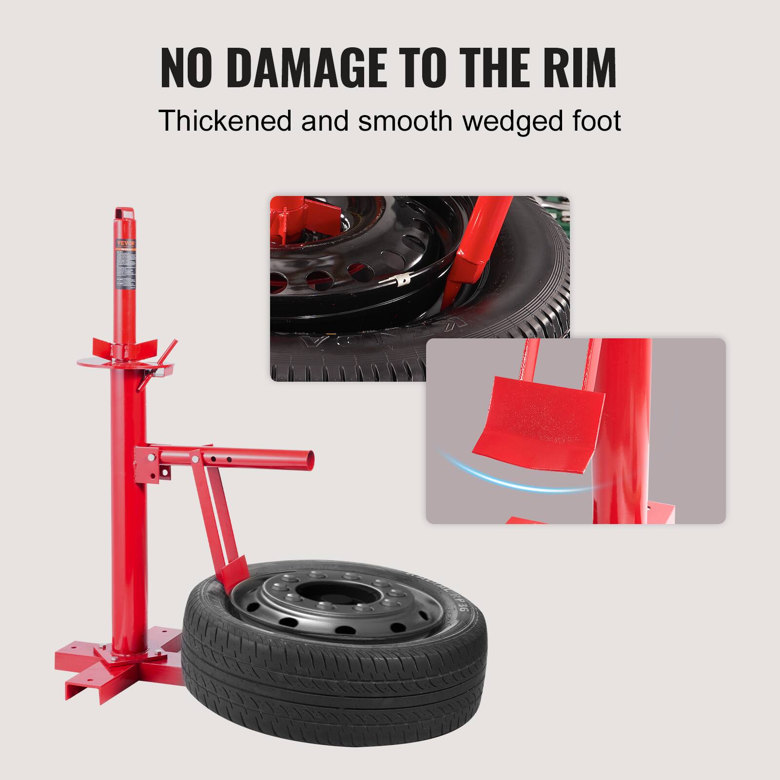 NO DAMAGE TO THE RIM  
Thickened and smooth wedged foot