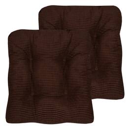 Sweet Home Collection - Crushed Memory Foam Tufted Chair Cushion Non Slip Microdot Rubber Back, 2-Pack - Chocolate
