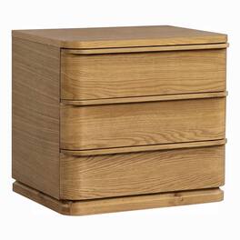 Manhattan Lane - Sery 3 Drawer Nightstand, Minimalist Lip Handles, Wood 26 Inch - Oak Brown