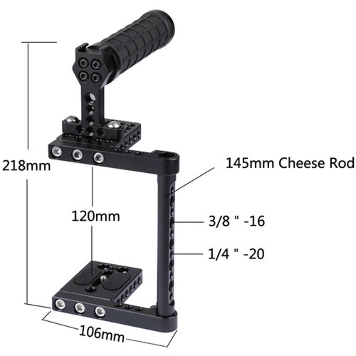 218mm  
145mm Cheese Rod  
120mm  
3/8" -16  
106mm  
1/4" -20