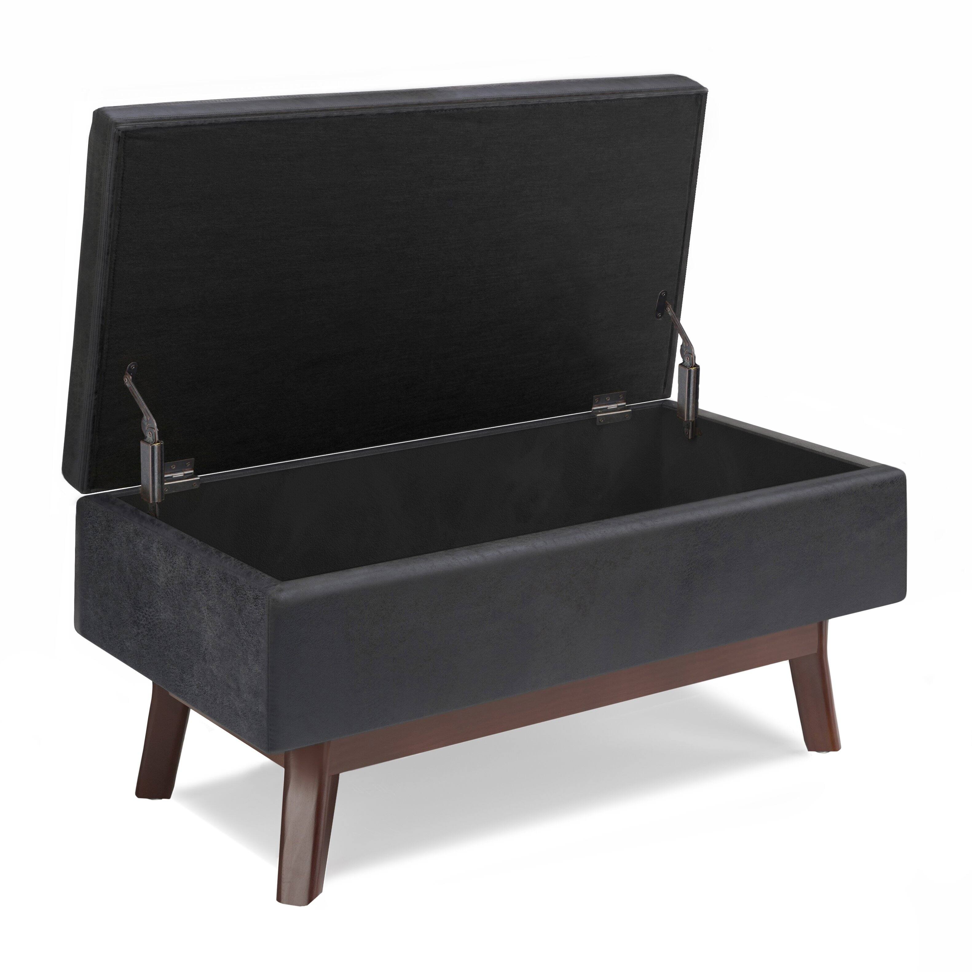 Alt View 12. Simpli Home - Owen Small Rectangular Storage Ottoman - Distressed Black.