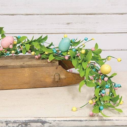 Angle. BreeBe - Easter Eggs & Herb Leaves Garland 4ft - Multicolor.