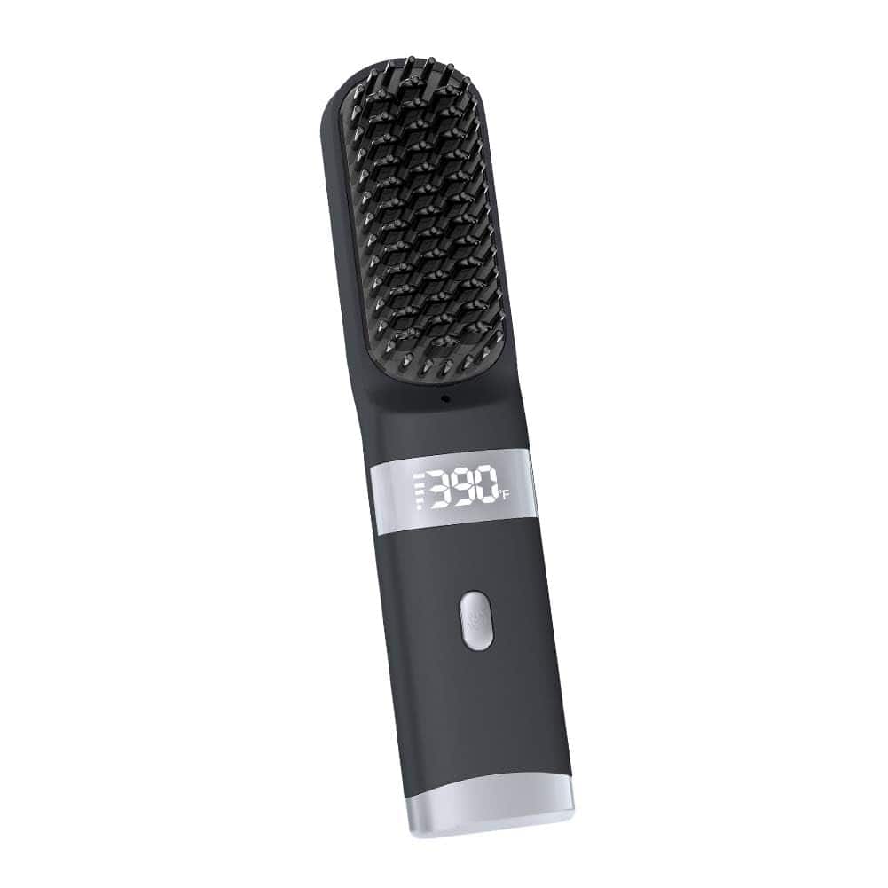 Dazzling Pops - Cordless Hair Straightener Brush Portable On The Go Comb For Travel Usb Chargingtwo Power Sources30s Fast - Black
