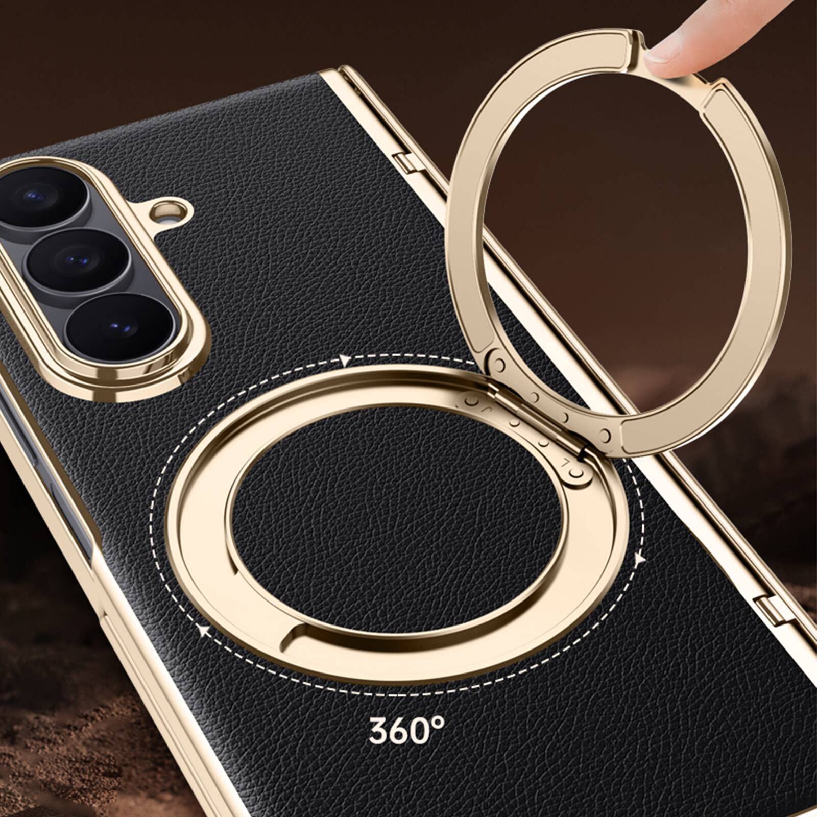 Alt View 2. Dteck - For Samsung Galaxy Z Fold7 Luxury Plated Frame Ring Stand Magnetic Case Hinge Protection Cover+Built-in Screen Protector - Green-Privacy Screen.