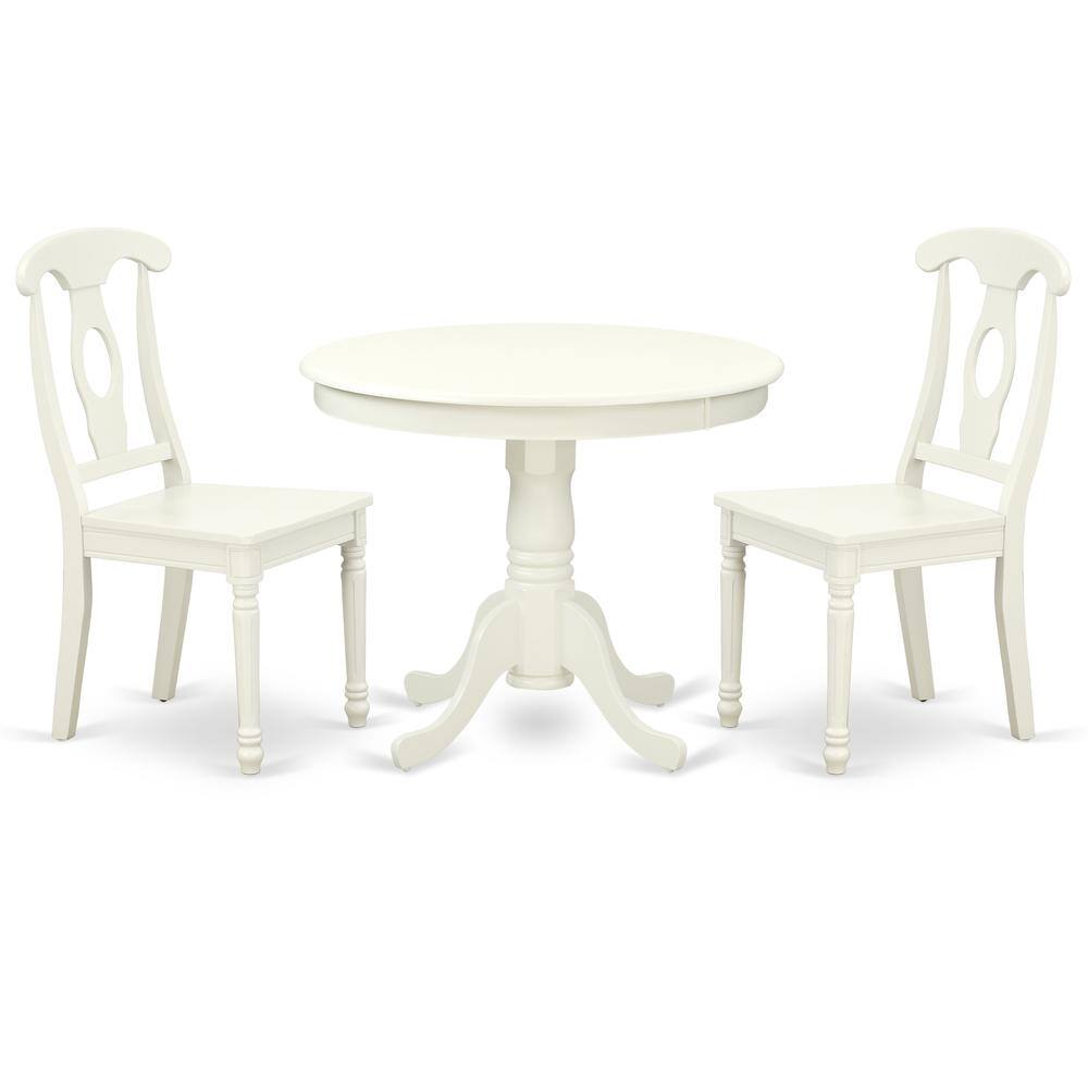 Back. East West Furniture - Dining Room Set Linen White - Brown.