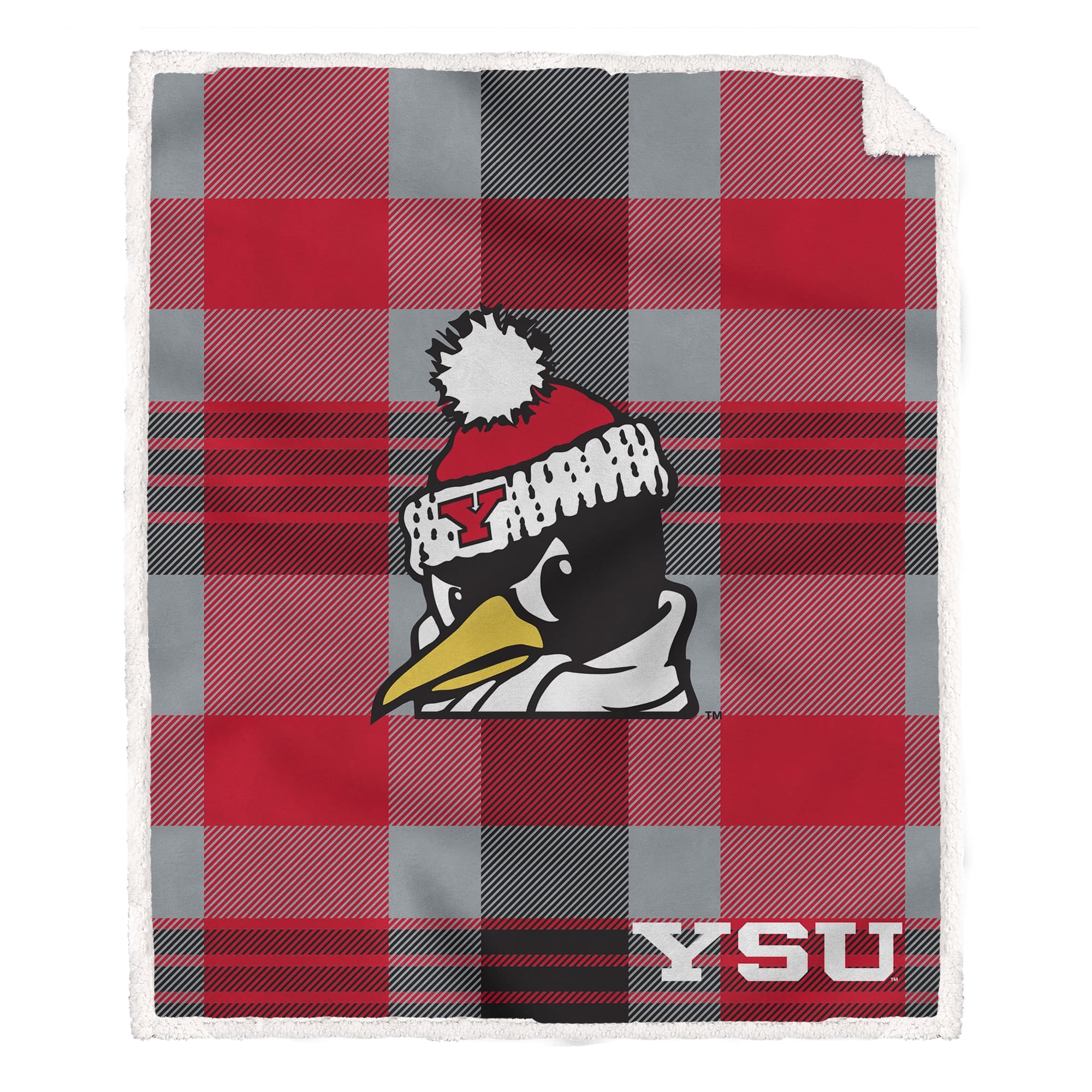 Pegasus - Youngstown State Penguins 60- x 70- Plaid Steel Ultra Cozy Sherpa Blanket - Multicolor
