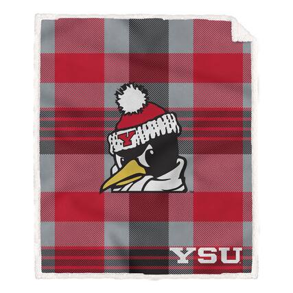 Front. Pegasus - Youngstown State Penguins 60- x 70- Plaid Steel Ultra Cozy Sherpa Blanket - Multicolor.