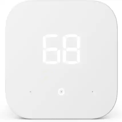 Front. Amazon - Amazon Smart Thermostat – Save money and energy - Works with Alexa and Ring - C-wire required - White.
