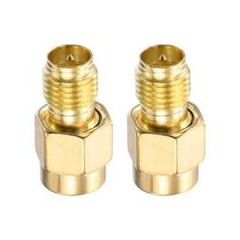 Unique Bargains - 2pcs SMA Straight Adapter RP-SMA Male to Female 50 Ohm for RF Interconnect - Gold
