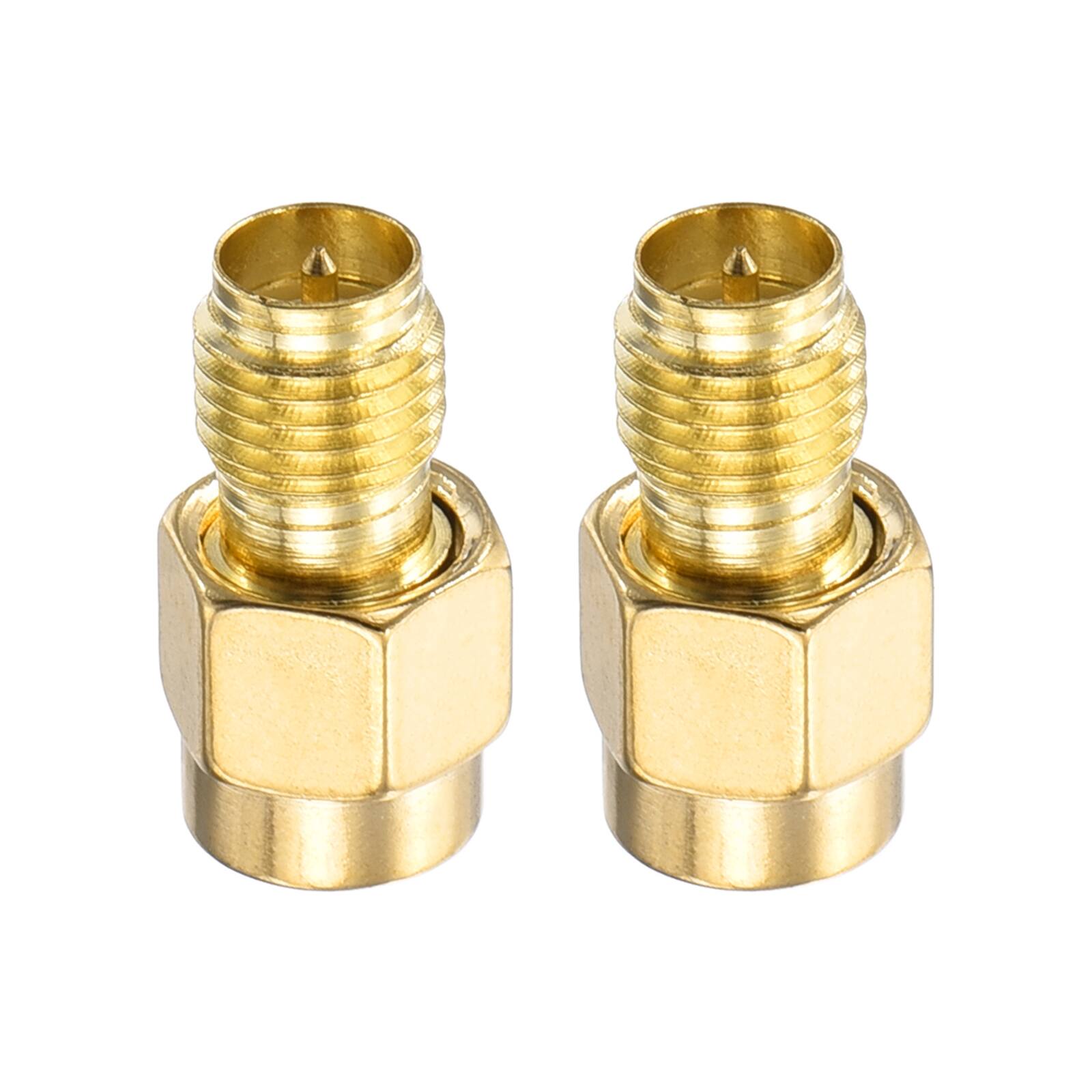 Front. Unique Bargains - 2pcs SMA Straight Adapter RP-SMA Male to Female 50 Ohm for RF Interconnect - Gold.