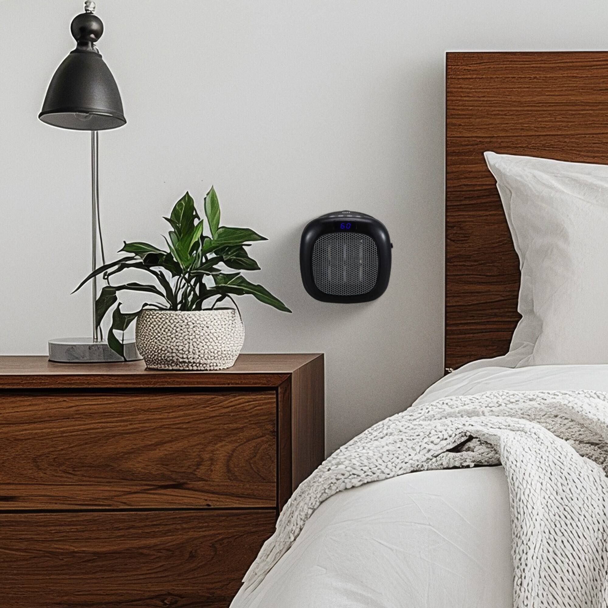 Alt View 2. Good Housekeeping - Good Housekeeping Wall-Mount Indoor Mini Space Heater w/ Thermostat, 750W, Black - White.