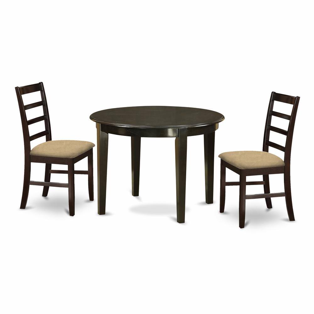 Back. East West Furniture - BOPF3-CAP-C 3 Pc small Kitchen Table set-small Kitchen Table and 2 Dinette Chairs - Cappuccino.