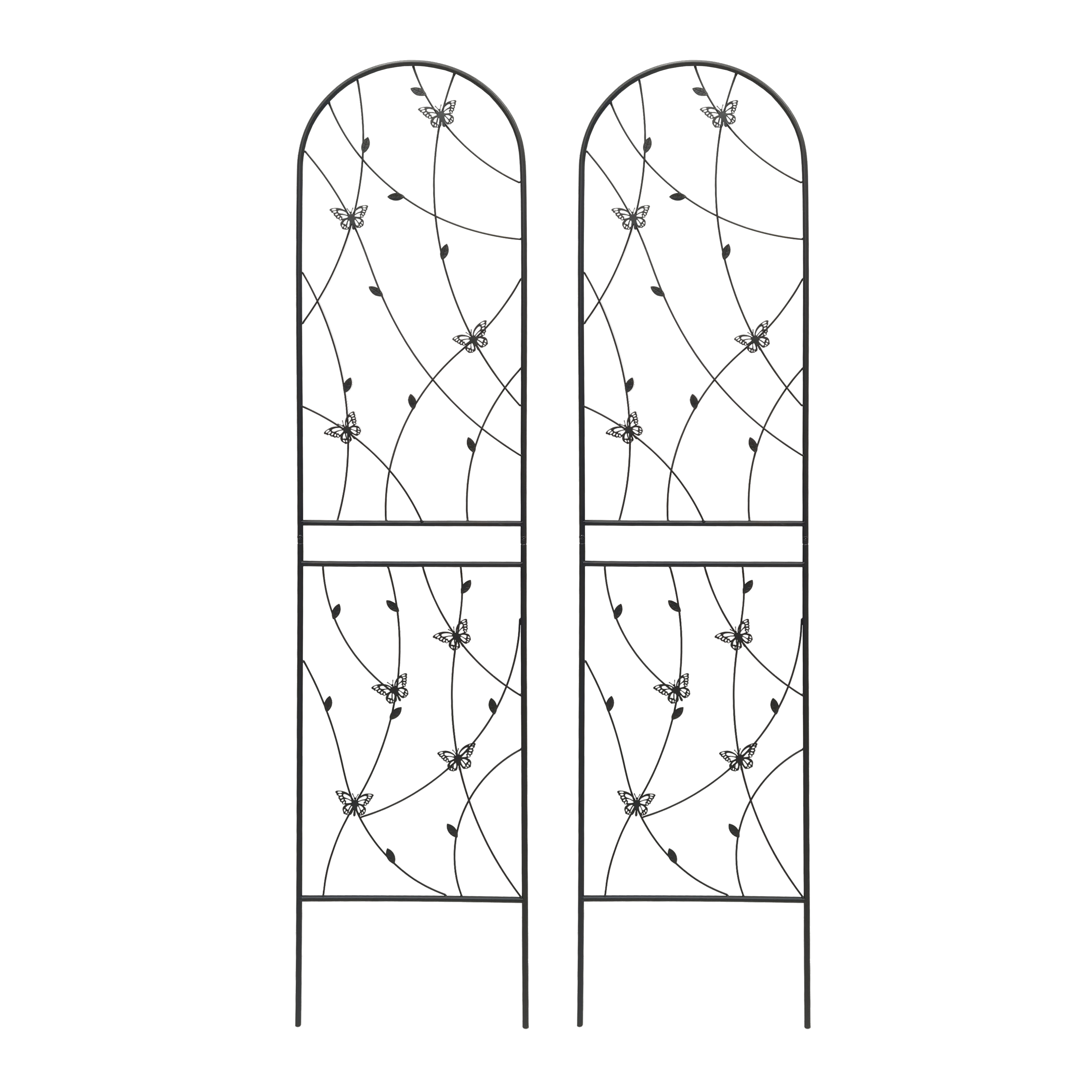 Alt View 6. Loheer - Rustproof Metal Garden Trellis 2 Pack 7.23 x 1.64 ft Plant Support for Climbing Flowers - Black.