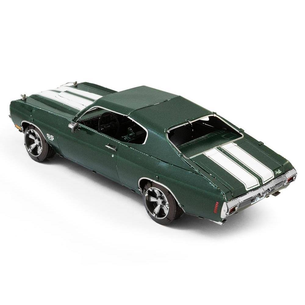 Left. Metal Earth - Model Kit 1970 Chevrolet Chevelle SS Green with White Stripes (Challenging Difficulty) Steel Model by Metal Earth - Green with White.