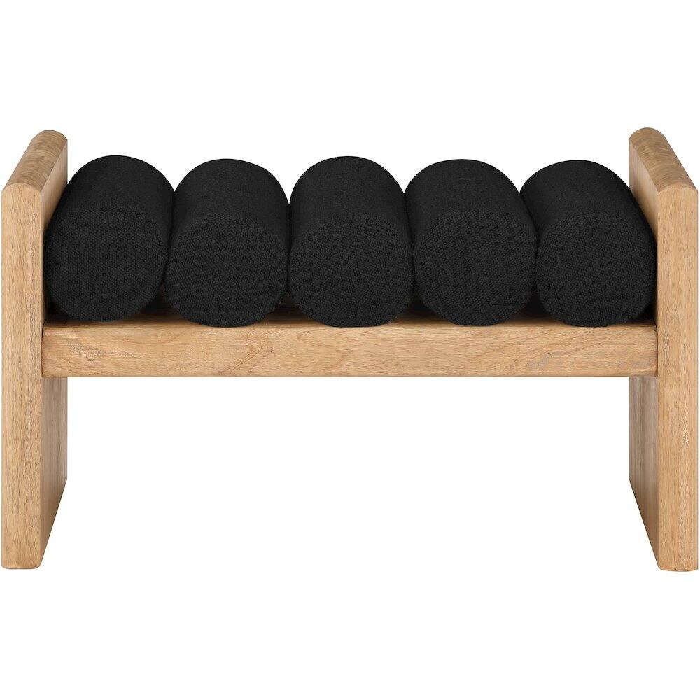 Alt View 2. Meridian Furniture - Waverly Black Boucle Fabric Bench - Black.