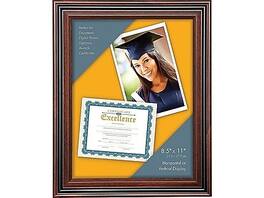 V-Light - Victory Light 8.5" x 11" Plastic Certificate Frame, Rosewood - Rosewood/Black