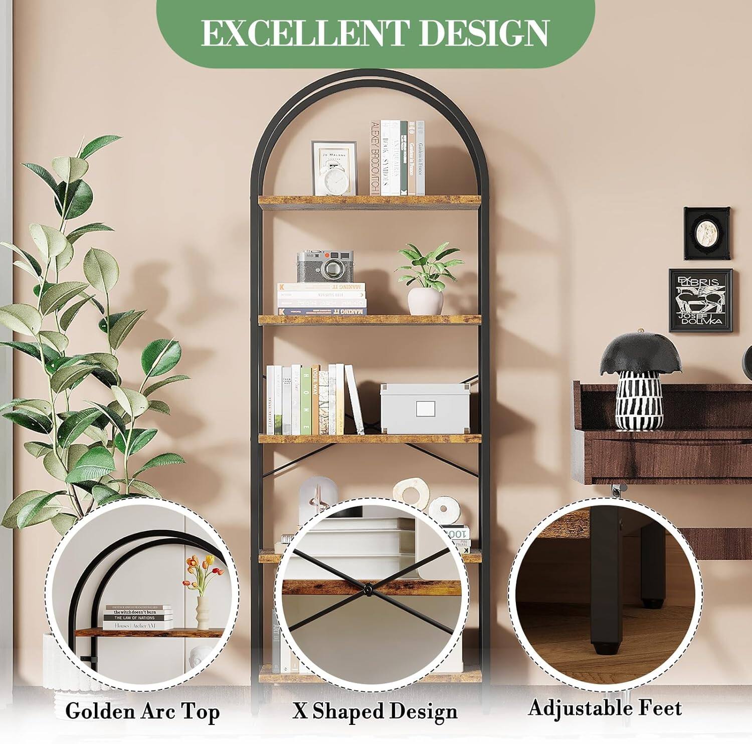 EXCELLENT DESIGN

Golden Arc Top

X Shaped Design

Adjustable Feet