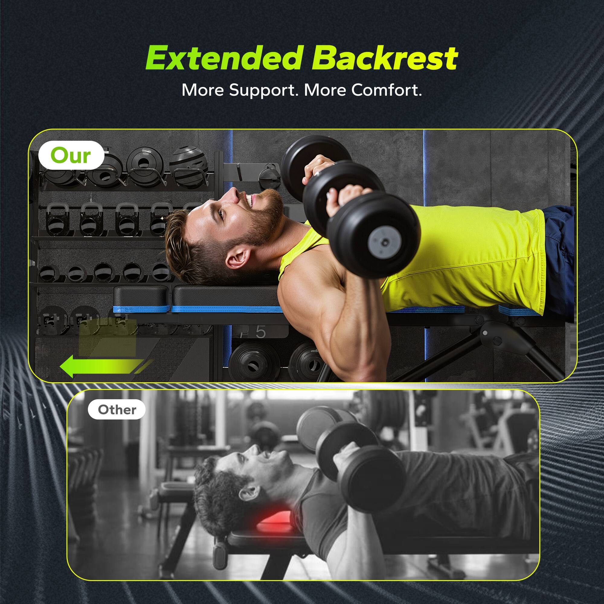 Extended Backrest  
More Support. More Comfort.  

Our  
Other