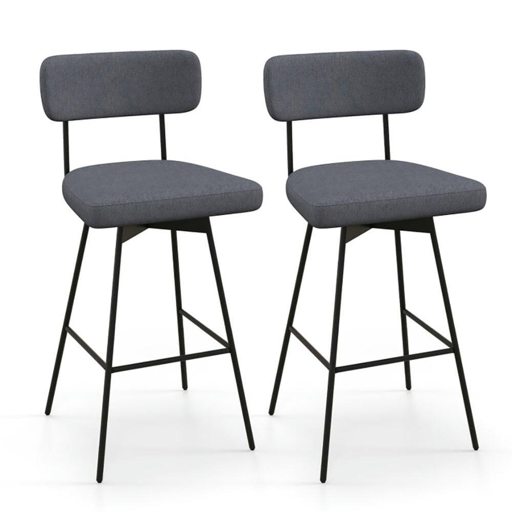 Kadyn - Kitchen Counter Bar Chairs, Bar Stools,29 Inch Counter Height Upholstered Swivel Bar Stool Set of 2 - Gray