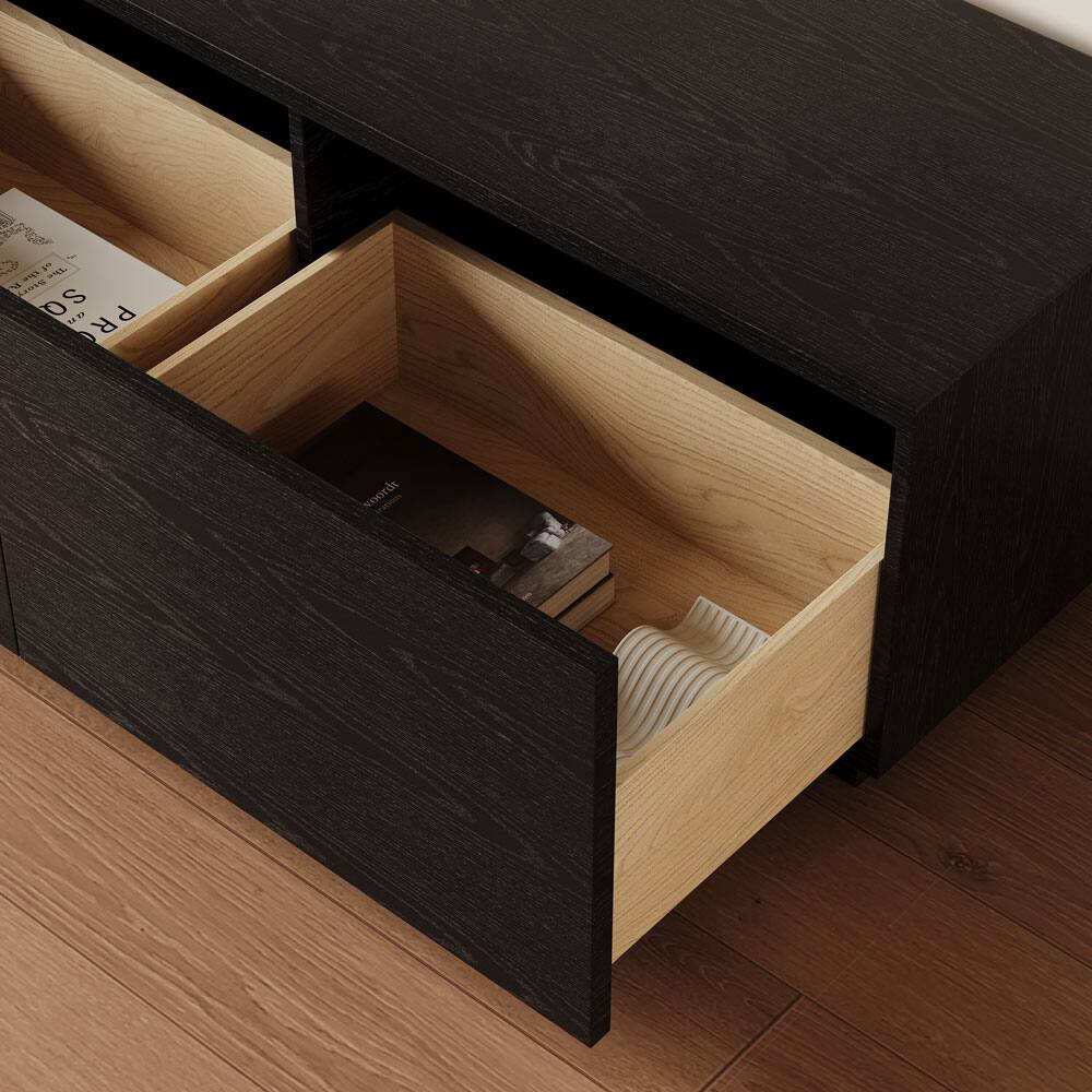 Alt View 2. POVISON - 78.74" Fully-Assembled Modern Black TV Stand with Drawers, Long Media Console, Wood - Black.