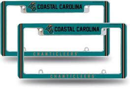 Rico Industries - Coastal Carolina NCAA Chanticleers (Set of 2) Chrome Metal License Plate Frames with Bold Full Frame Design - Multi