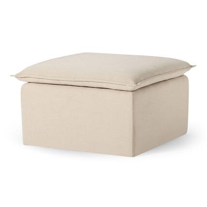 Front. Maven Lane - Maven Lane Claude Rustic Ottoman in Taupe Fabric Upholstery - Taupe.