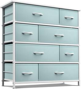 Sorbus - Dresser with 8 Drawers - Storage Chest Organizer with Steel Frame, Wood Top, Handles, Fabric Bins - Aqua