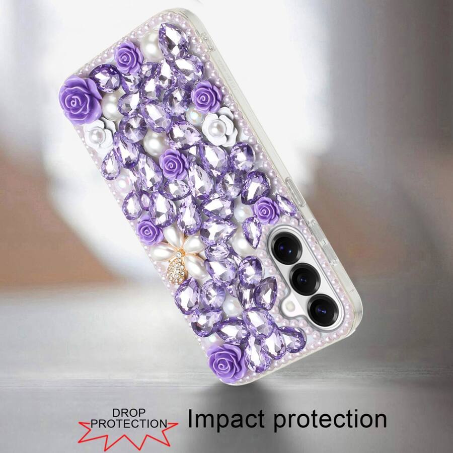 Galaxy Rhinestones Kitcheniva Full Rhinestone 3D Rose Bling Design Phone Case With ...