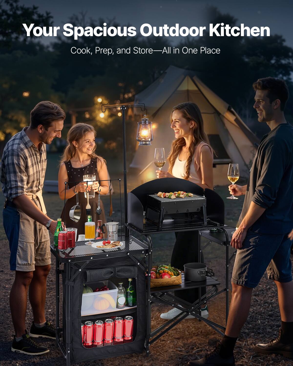 Your Spacious Outdoor Kitchen
Cook, Prep, and Store—All in One Place