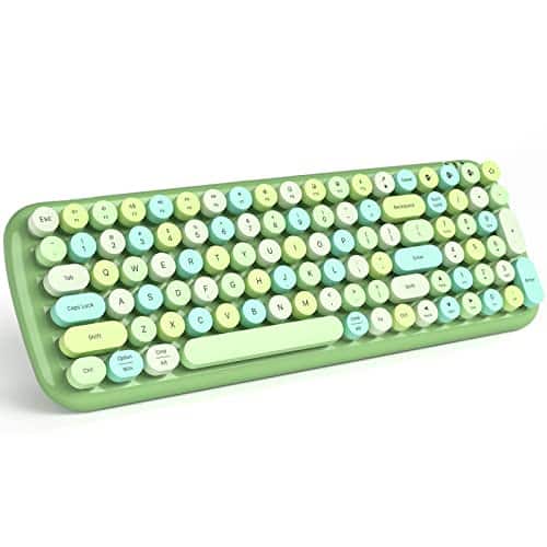 Earthley Blooms - Wireless And Mouse Combo Retro Typewriter With Number Pad Optical Ambidextrous For Pccomputerlaptopdesktopmac - Light Green