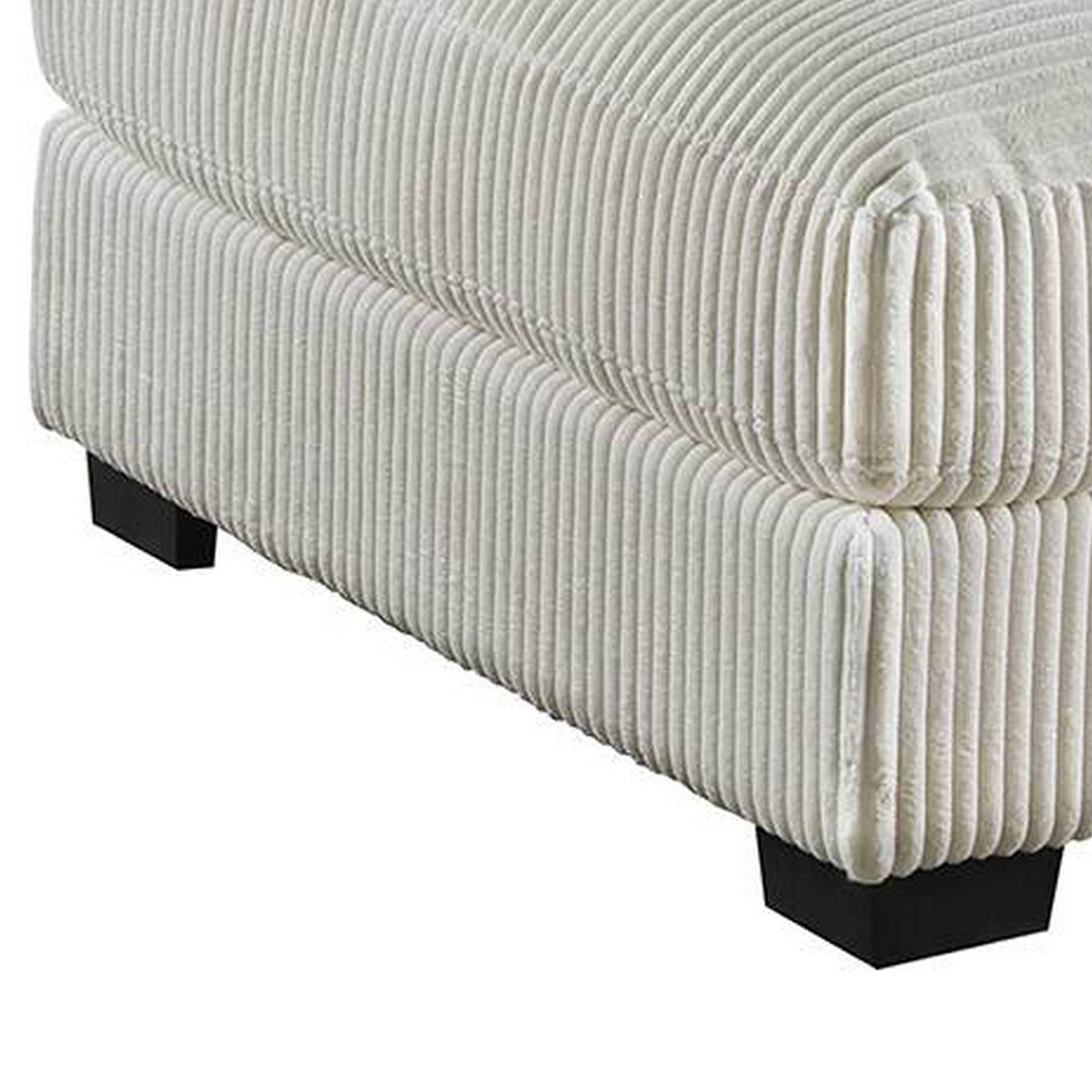 Alt View 3. Manhattan Lane - Joana Cocktail Ottoman, Light Gray Wide Welt Corduroy Fabric, 37 Inch - Gray, Black.