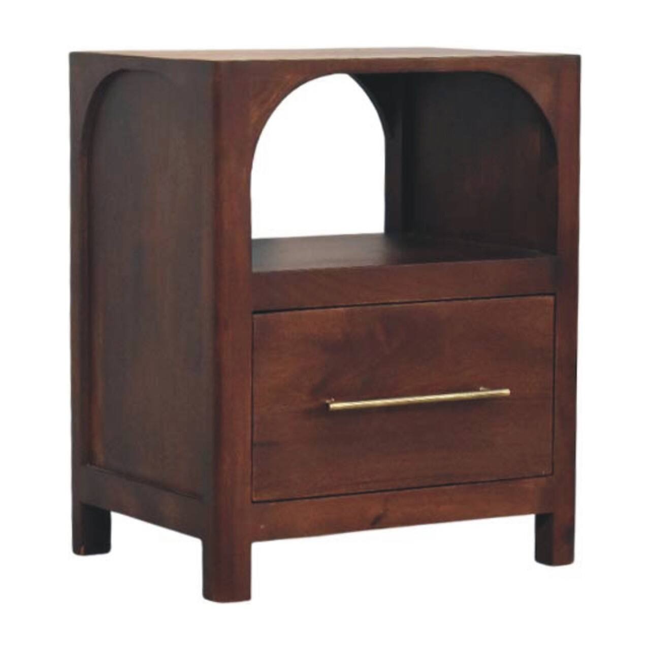 Angle. Artisan Furniture - Artisan Furniture Solid Wood Arched Edge 1 Drawer Bedside - Brown.