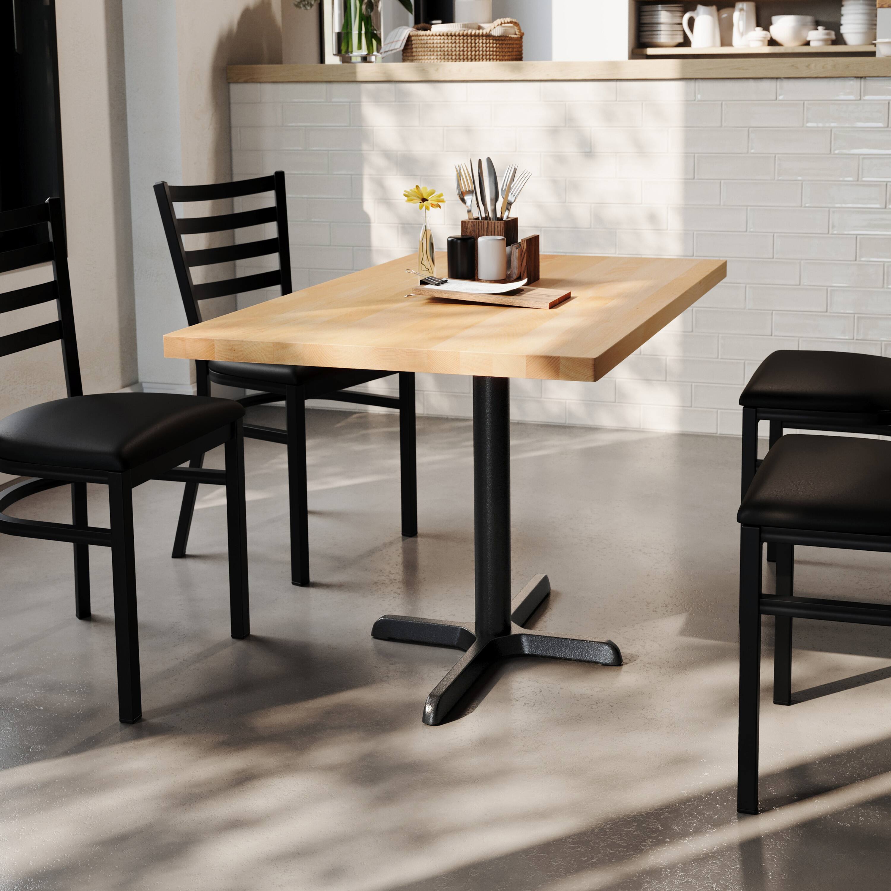 Alt View 2. Flash Furniture - Bennett 30" x 48" Solid Wood Commercial Indoor Tabletop in Natural with 23.75" x 29.5" Dining Height Rust-Resistant Blac - Natural.