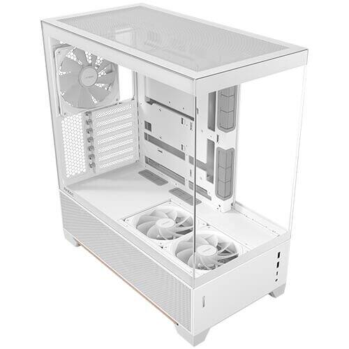 Angle. Antec - C6 Wood Mid-Tower Case, Three-sided tempered glass, 3 PWM Fans Included, Support 360mm Radiator & 450mm GPU, ATX Case - White.