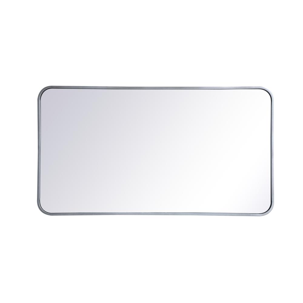 Alt View 5. Elegant Decor - Soft corner metal rectangular mirror 22x40 inch in Silver - Silver.