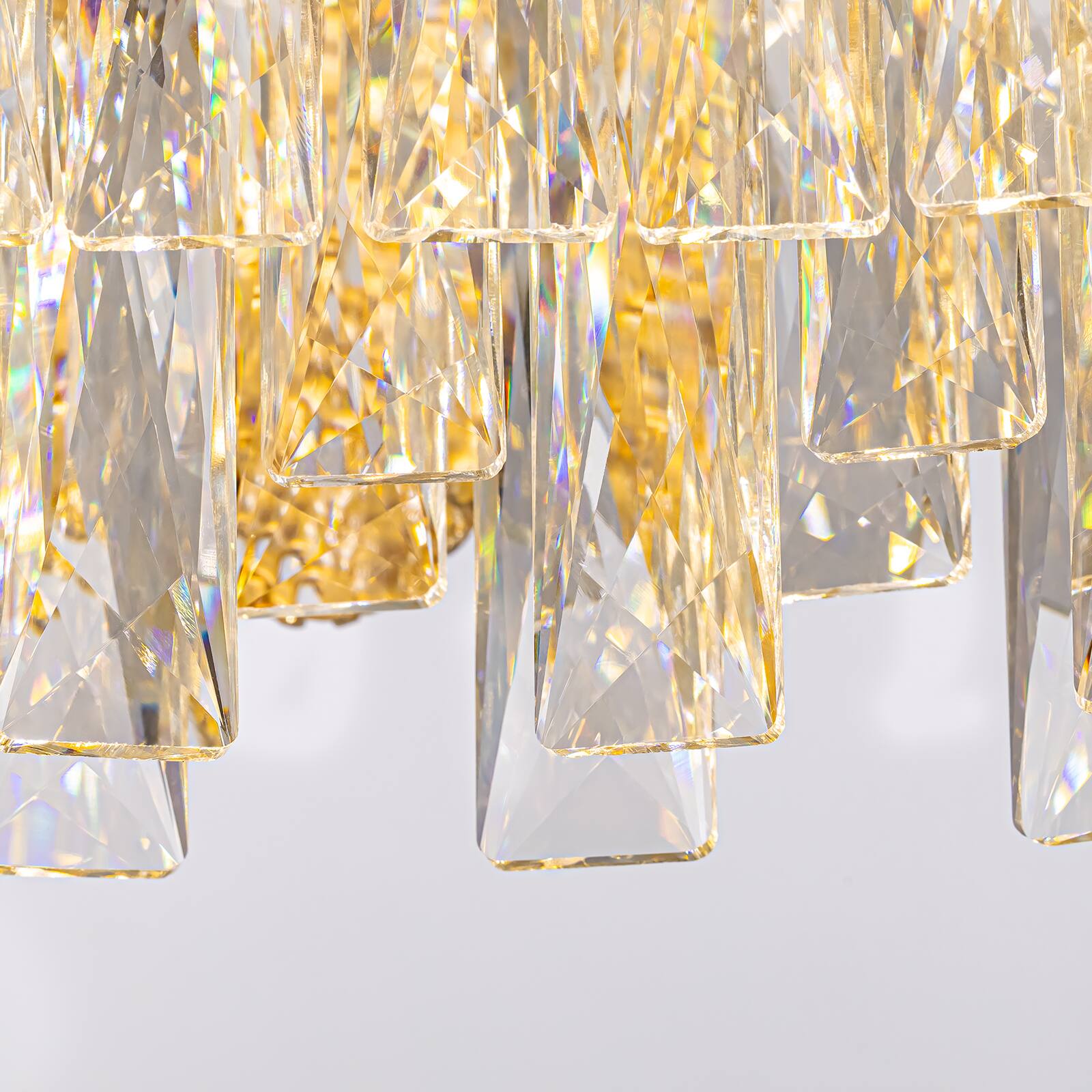 Alt View 4. Siljoy - 23.6" Gold K9 Crystal Chandelier, Modern French Dimmable LED Pendant Light for Dining Kitchen Living Room - Gold.