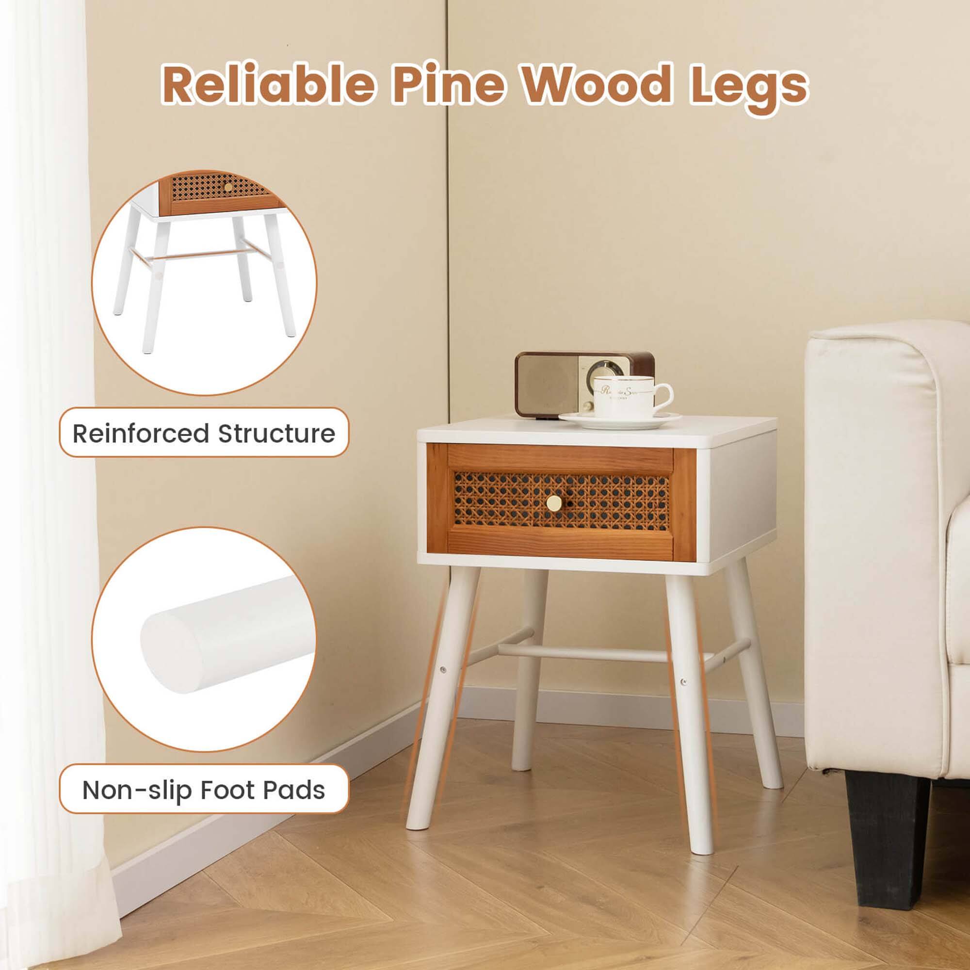Reliable Pine Wood Legs Reinforced Structure Non-slip Foot Pads