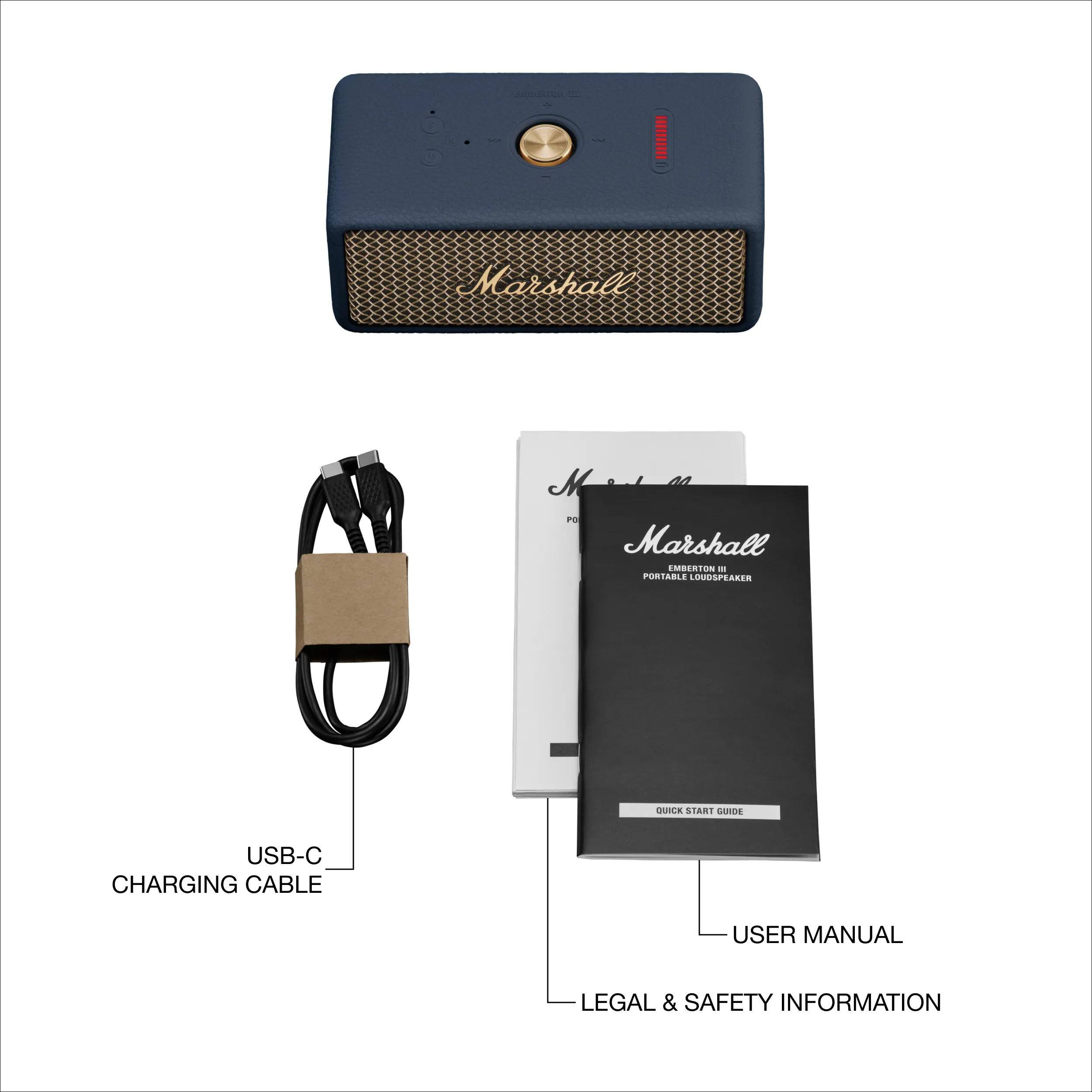 Marshall Emberton II  
8 Portable Loudspeaker  

USB-C Charging Cable  
User Manual  
Legal & Safety Information