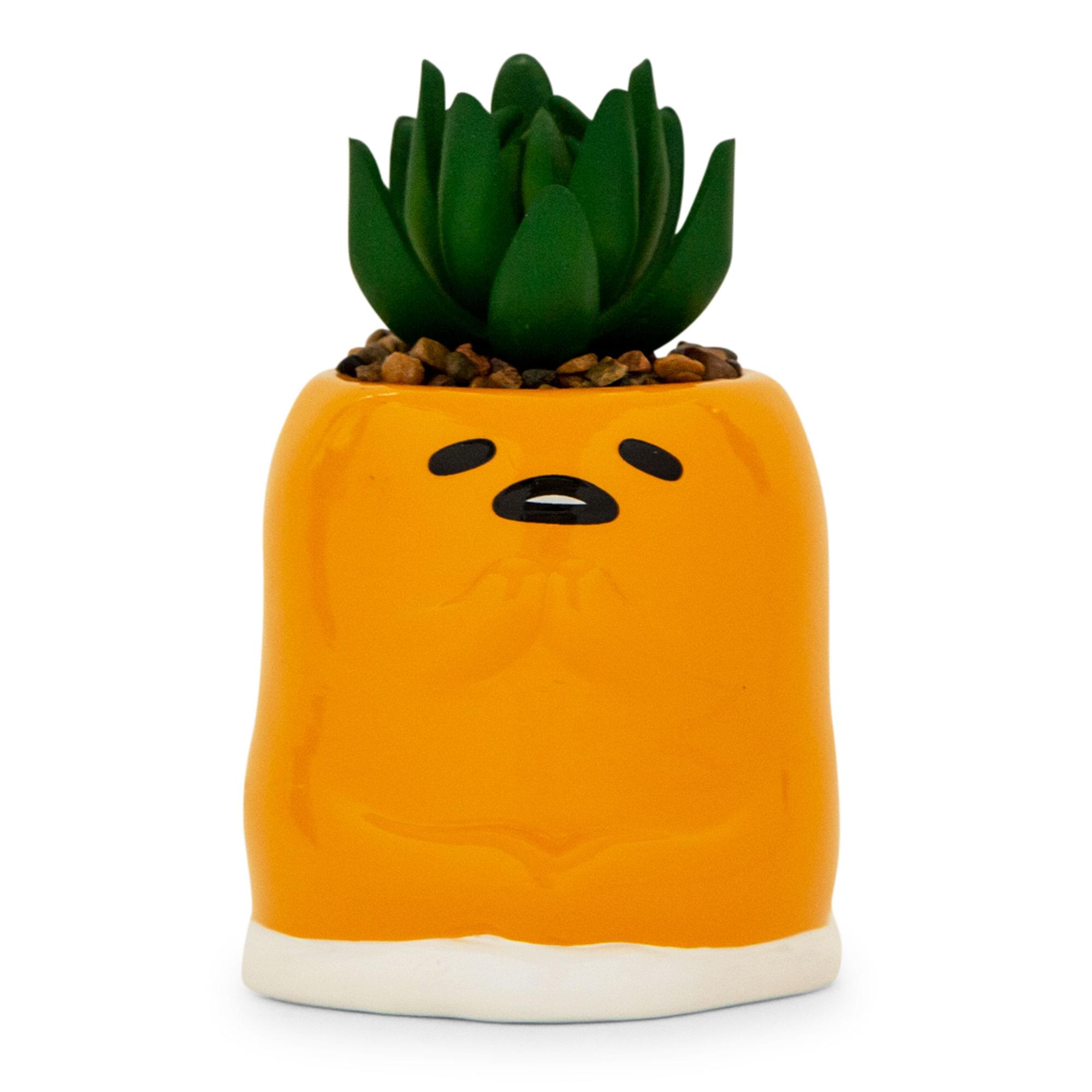 Silver Buffalo - Sanrio Gudetama Meditation 3-Inch Mini Planter With Artificial Succulent - Yellow
