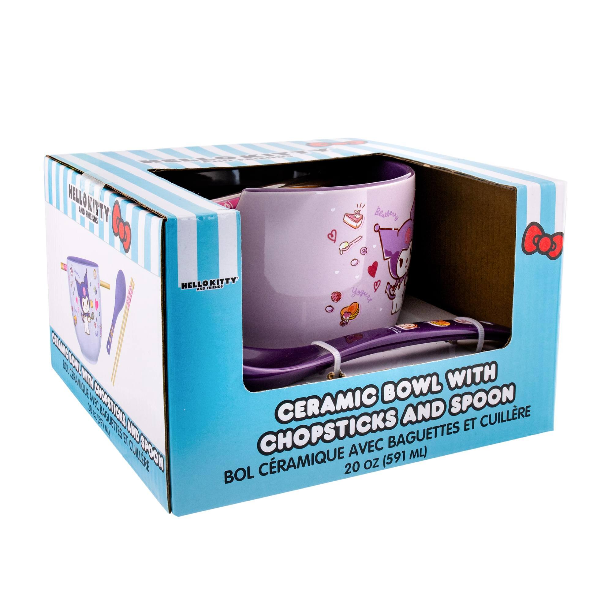 HELLO KITTY  
Ceramic Bowl with Chopsticks and Spoon  
Ceramic Bowl with Chopsticks and Spoon  
20 oz (591 ml)  
Bol Céramique avec Baguettes et Cuillère