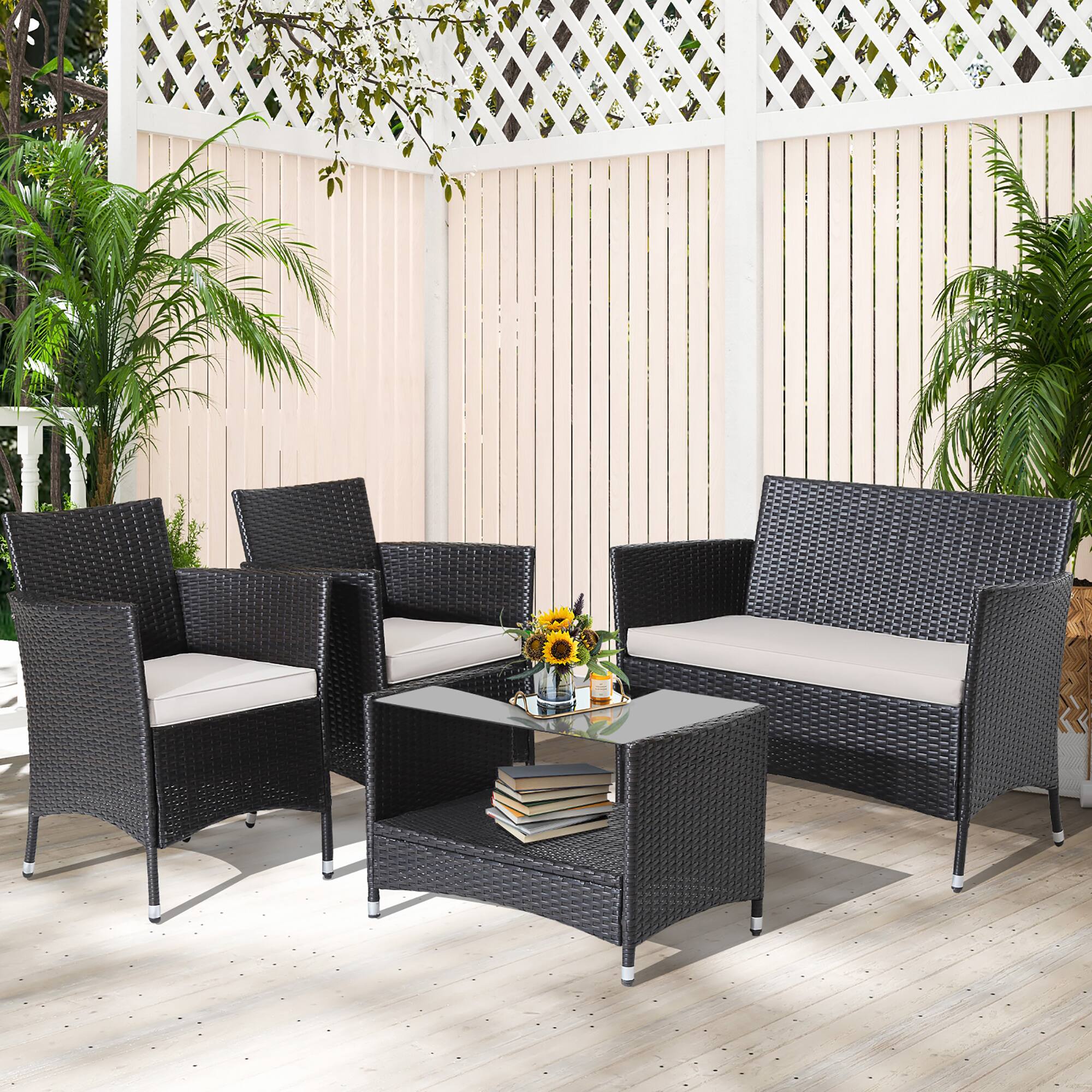 Alt View 3. Gymax - Gymax 8PCS Outdoor Sofa Set Patio Rattan Wicker Conversation Set w/ Coffee Table - Mix Brown.