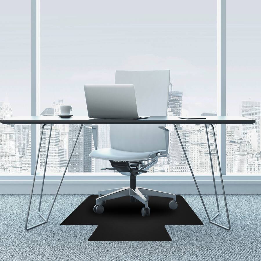 Alt View 1. Floortex - Advantagemat Black Vinyl Lipped Chair Mat for Carpets - 45" x 53" - Clear.