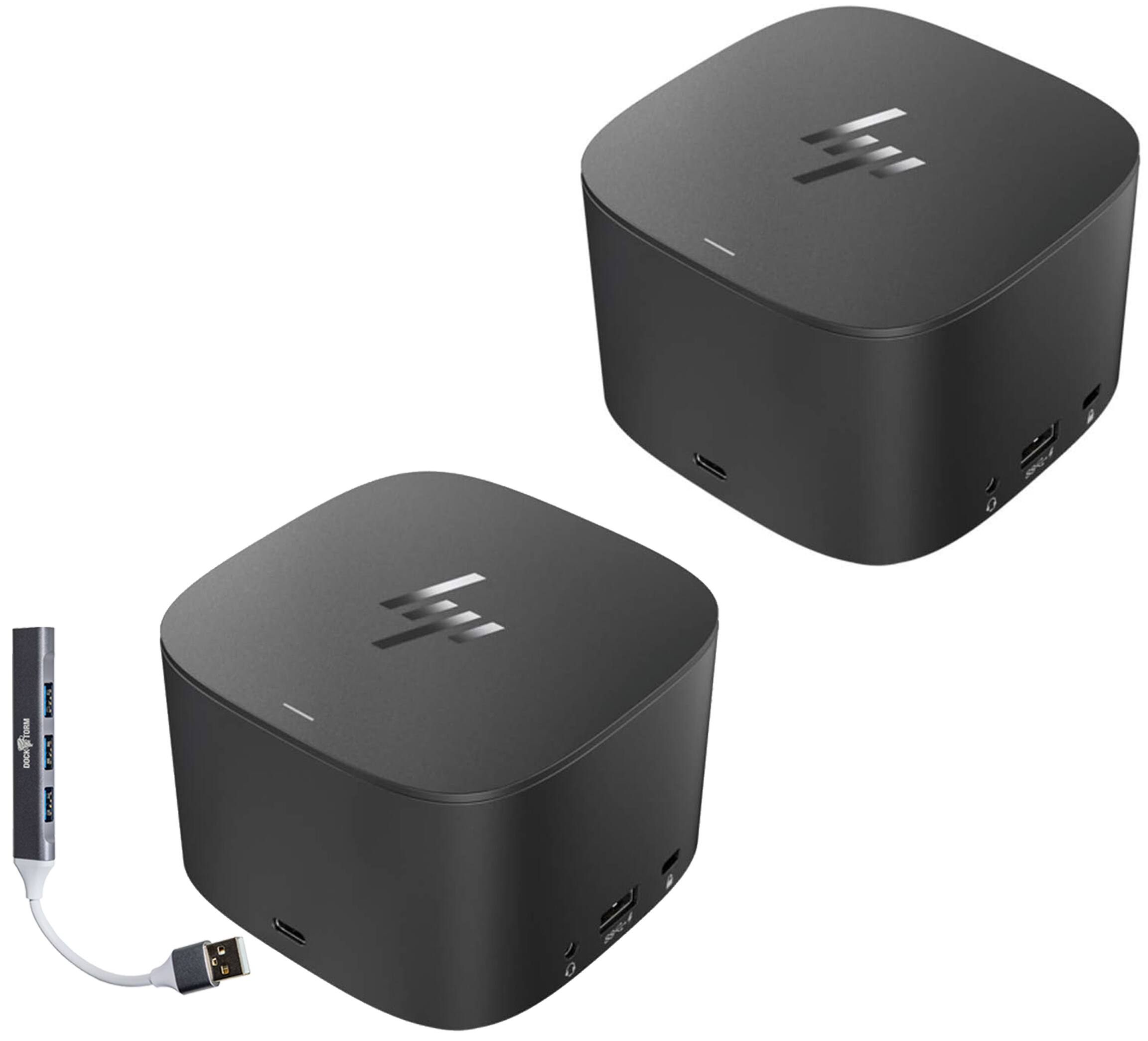 Front. HP - HP Thunderbolt Dock G2 230W 3VL22AV#ABA Bundle with Dockztorm Hub USB-C/USB-A Ports, DisplayPort, VGA & Ethernet 2 Pack - Black.