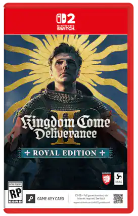 B2 NINTENDO SWITCH
Kingdom Come Deliverance
ROYAL EDITION
WARHORSE
DEEP SILVER
RATING PENDING RP
GAME-KEY CARD
XX GB - Full game download via internet required. See back.
support.nintendo.com/switch2/gamekeycard - RP (Rating Pending)