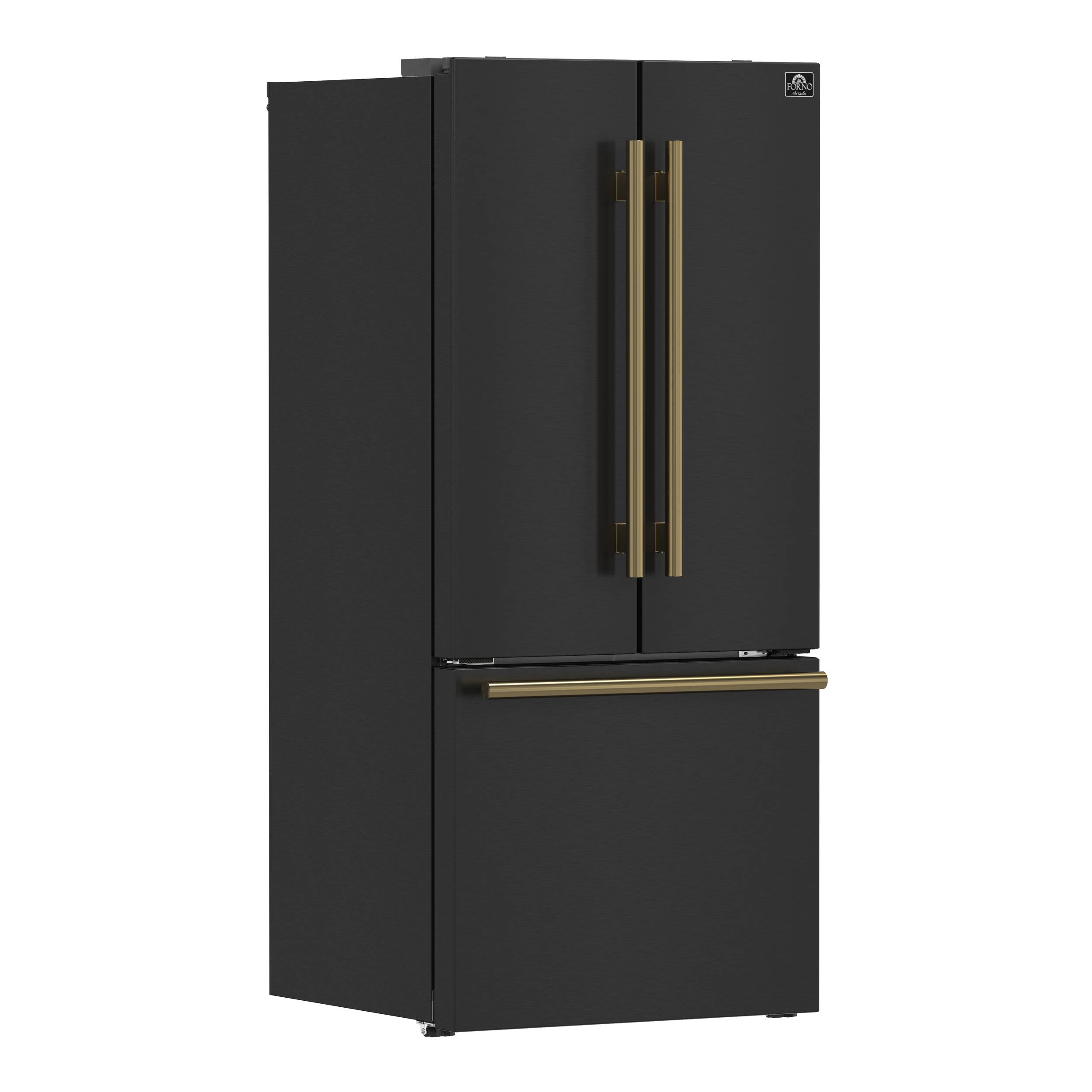 Left. Forno Appliances - Gallipoli 17.5 Cu. Ft. Freestanding French Door Refrigerator - Black.
