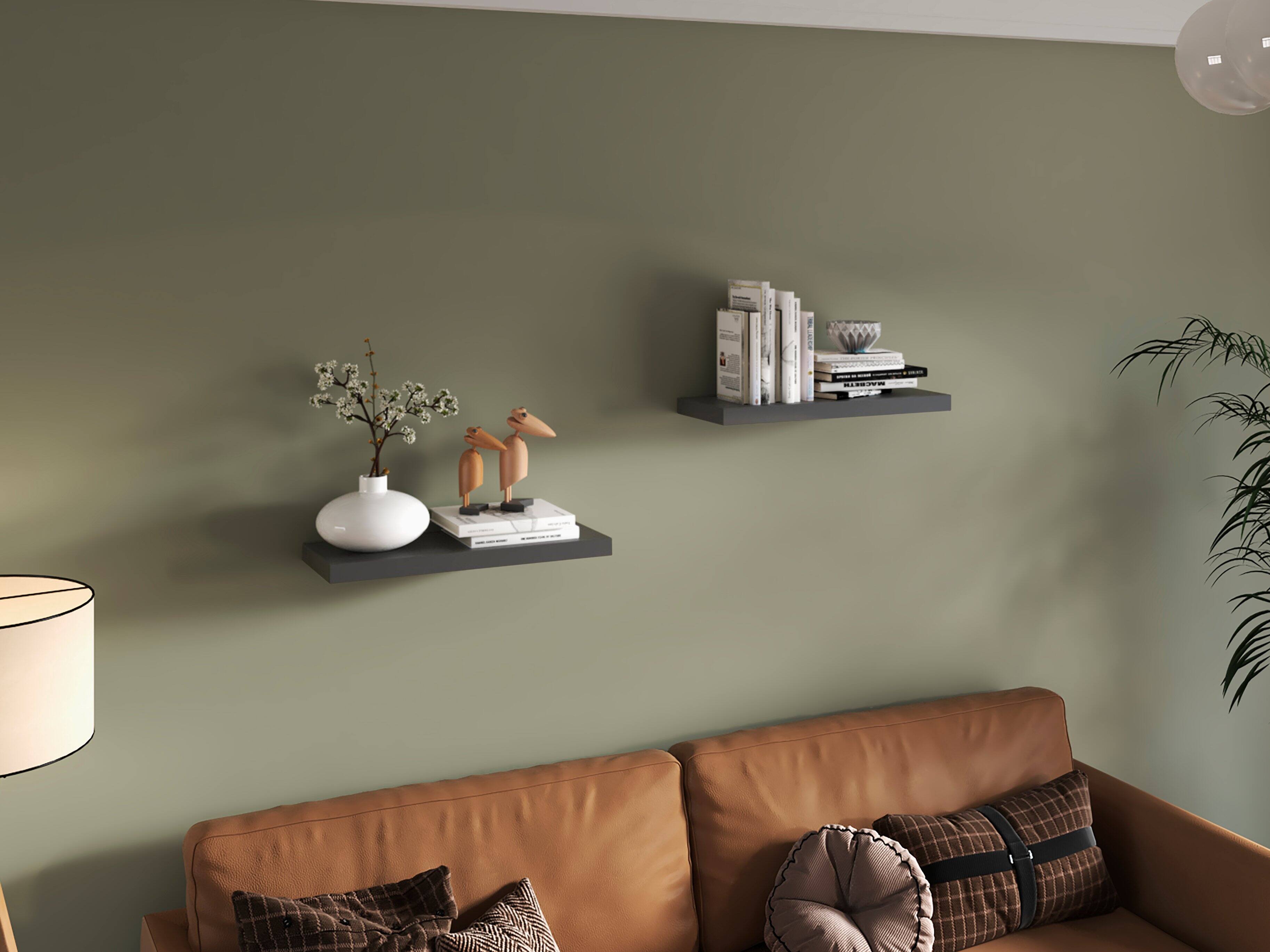 Alt View 2. TuHome - Ecco 31.5" Wide Floating Shelves Set Of 2, Shelves For Wall Decor For Bedroom, Bathroom Storage Shelves. - Matt Gray.