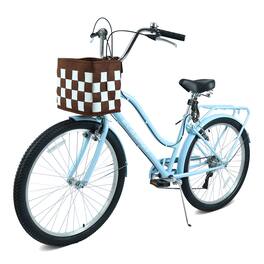 Anysun - 26" 7-Speed City Commuter Bike - Lock & Detachable Basket, Steel Frame, Alloy Wheels & V-Brakes for Urban Riding - Blue